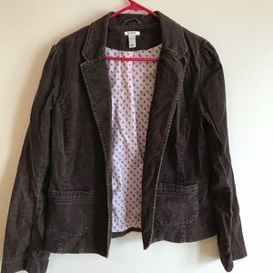 Brown Corduroy Blazer with cute cherry lining